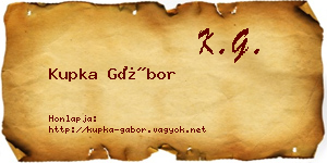 Kupka Gábor névjegykártya